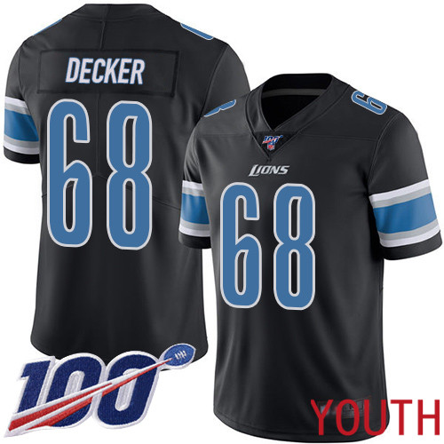Detroit Lions Limited Black Youth Taylor Decker Jersey NFL Football #68 100th Season Rush Vapor Untouchable->youth nfl jersey->Youth Jersey